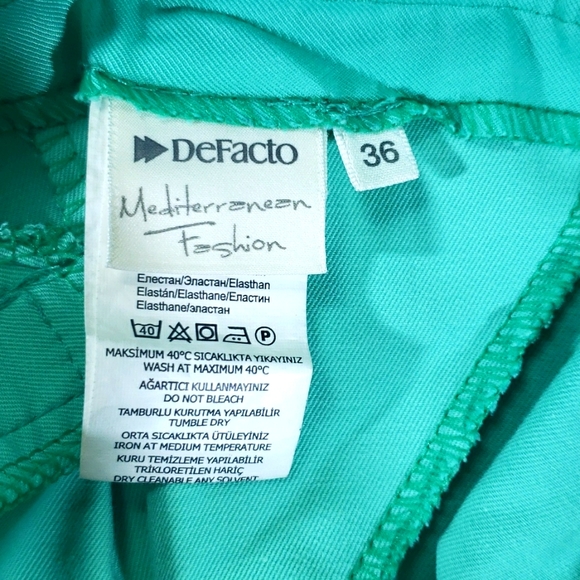 Defacto Mediterranean Fashion Beautiful Green 💚 Pant& Belt Size 36 - Picture 11 of 12